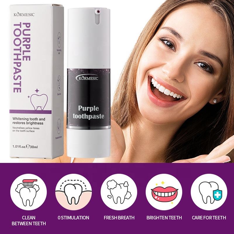 KORMESIC Teeth Whitening Purple Toothpaste Tooth Paste 30ml